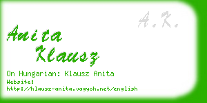 anita klausz business card